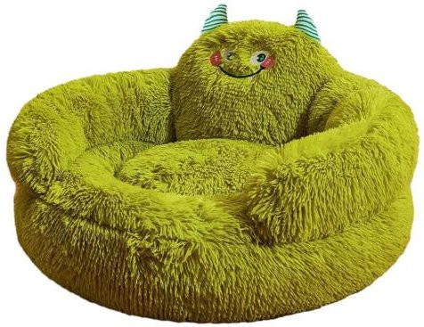 MixWin Kuschelbett für Katzen und Welpen in Form eines Donut-Bettes mit erhöhter Nackenstütze, Grün, Durchmesser: 50 cm - Bild 1