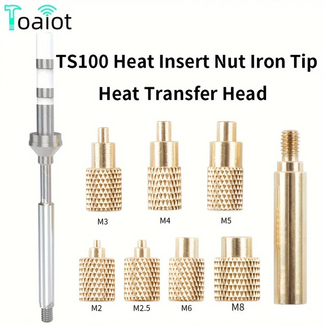 Wärmeeinsatz Mutter für TS100 Lötkolben mit Innengewinde M2-M8 aus Messung in Gold und Messing - Bild 1