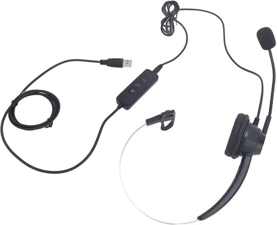 KONNWEI Monaurales Over-Ear Telefon-Headset in Schwarz mit USB-C und 3,5 mm Anschluss inklusive Geräuschunterdrückung und Lautstärkeregelung