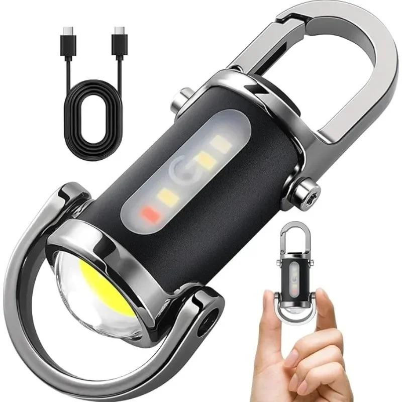 YJMP Super Lighting COB LED Mini Schlüsselanhänger Taschenlampe, USB wiederaufladbar, Schwarz - Bild 5