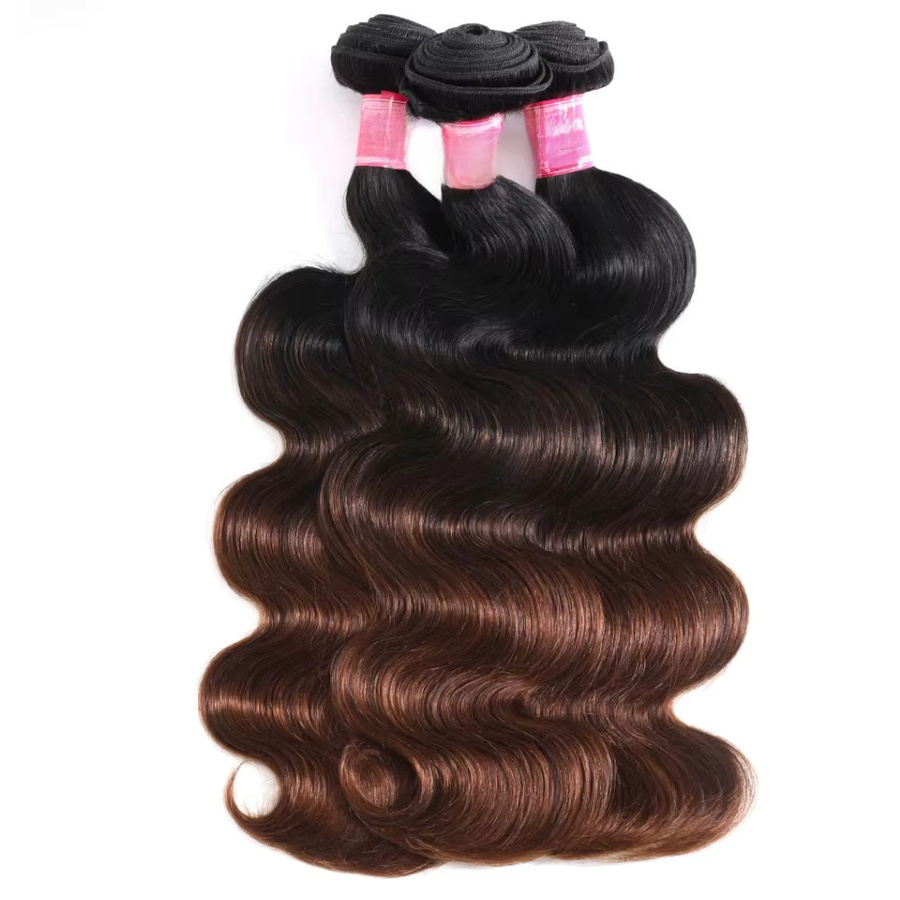 UNice Hair Body Wave Bundles, Chestnut Brown Ombre, Echthaar-Bündel - Bild 7