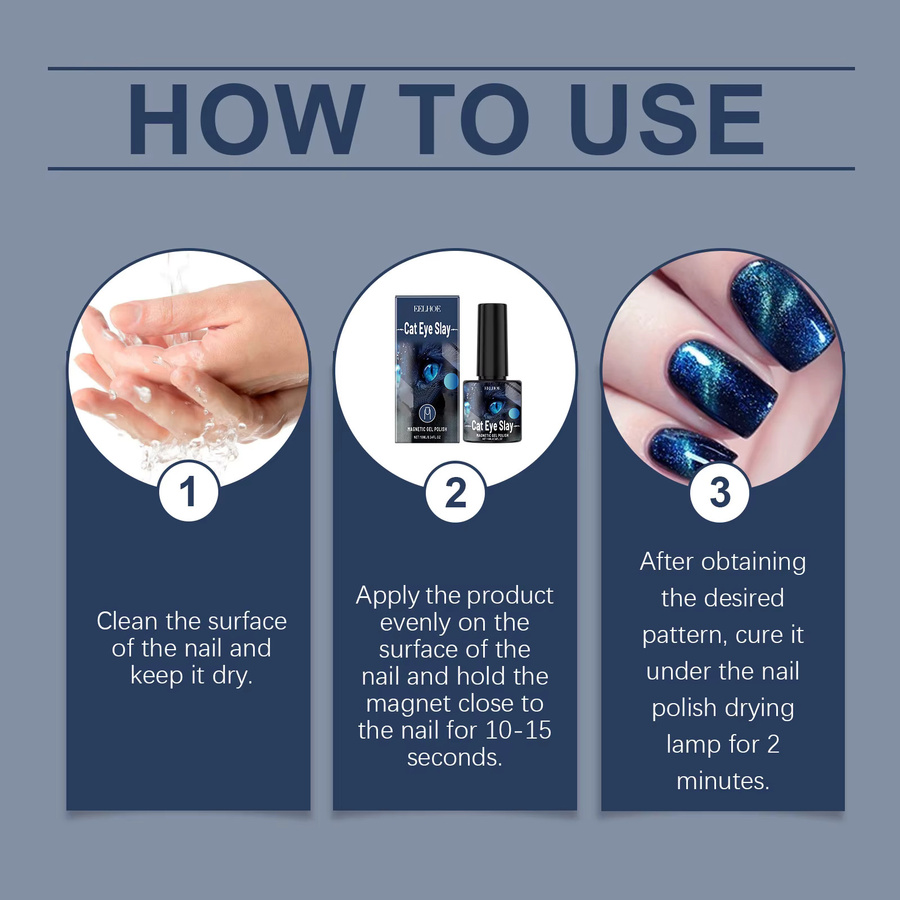 Eelhoe Cat-Eye-Gel-Nagellack, schwarz-blau, glänzend, 10 ml - Bild 5