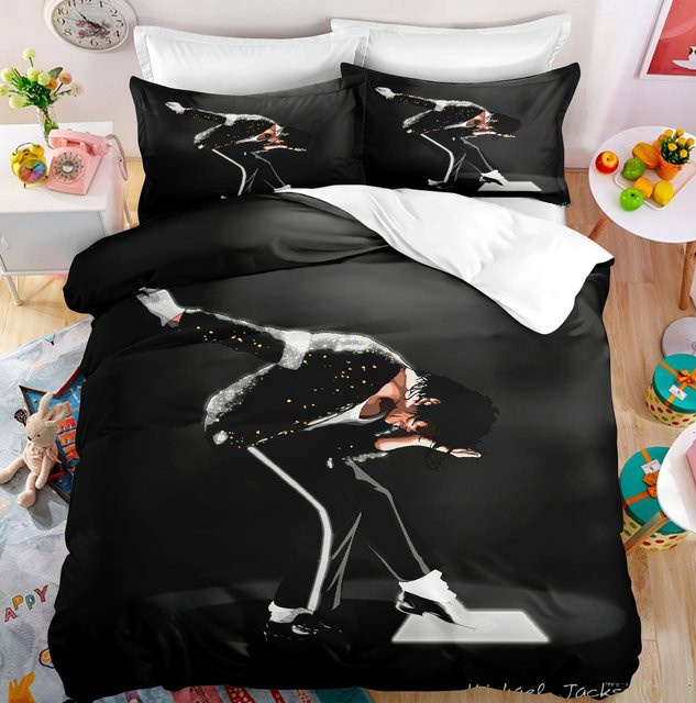 Yiran Home Michael Jackson Bettwäsche-Set Musical Genius, Farbe: Schwarz, Material: Polyester, B/H: 200 x 200 cm - Bild 1