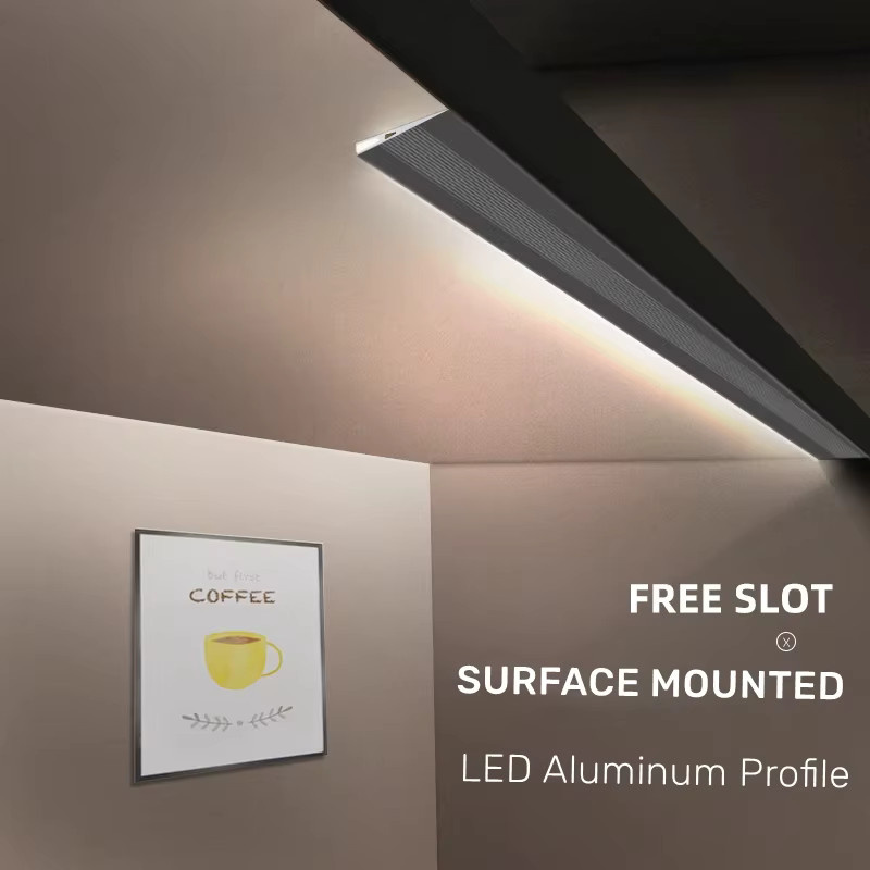 KSDLIGH Ultradünnes Aluminium-LED-Profil in Grau mit 45 Grad Schräge für Schrank- und Regalbeleuchtung, Warmweiß, Höhe: 0,7 cm - Bild 3