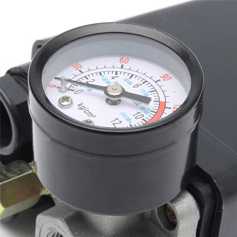 JAKYLOVE 4-Port Luftkompressor Druckschalter Verteilerregler mit Sicherheitsventil und Blanking-Platte 1/4'' BSP - Bild 2
