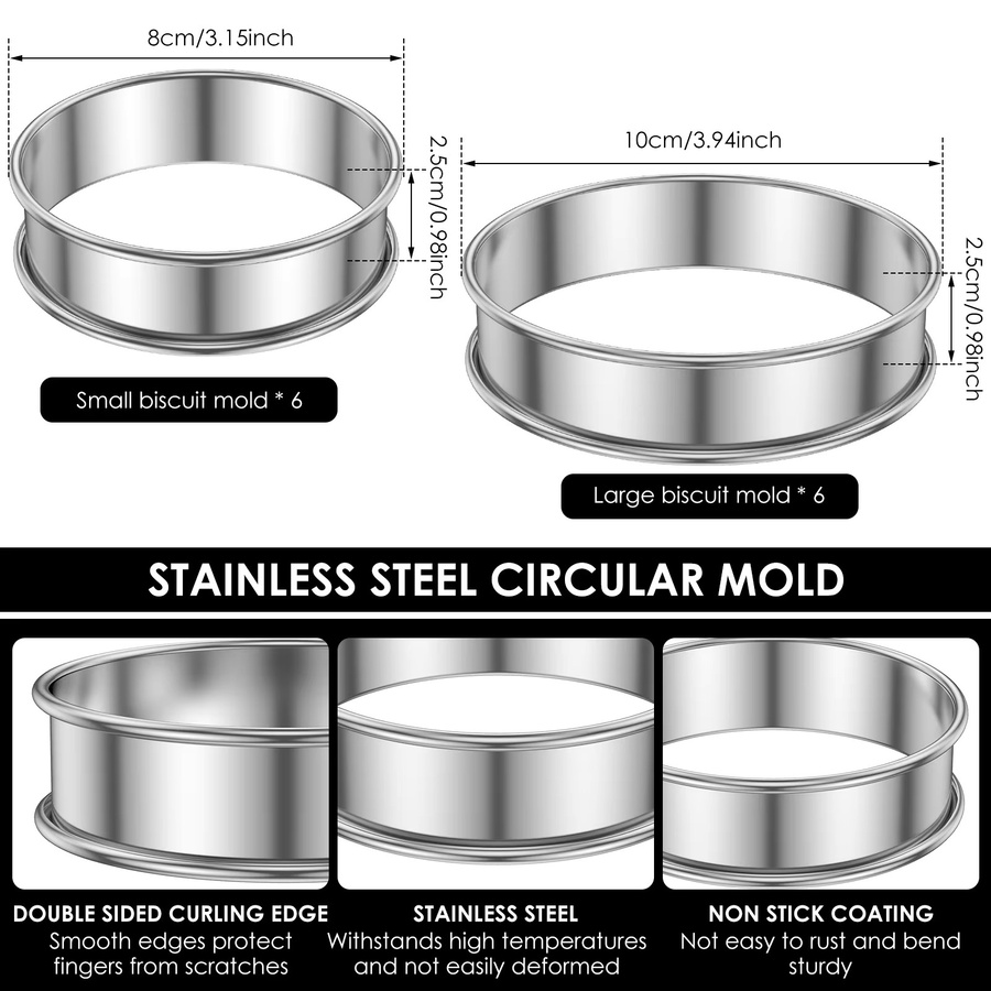 Willstar 12er Set Muffin-Törtchenringe aus Edelstahl in Silber, Durchmesser: 10 cm und 8 cm - Bild 6