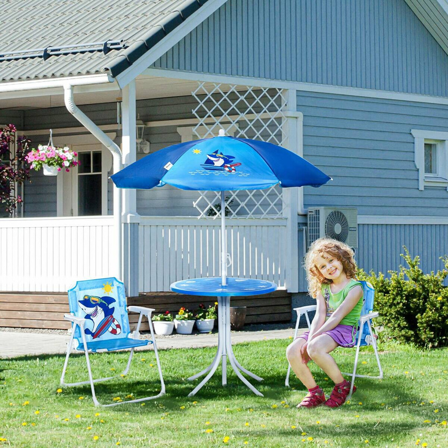 Outsunny Kinder Garten Tisch und Stuhl Set Blau B/H/T: 49,5 x 50 x 49,5 cm - Bild 2