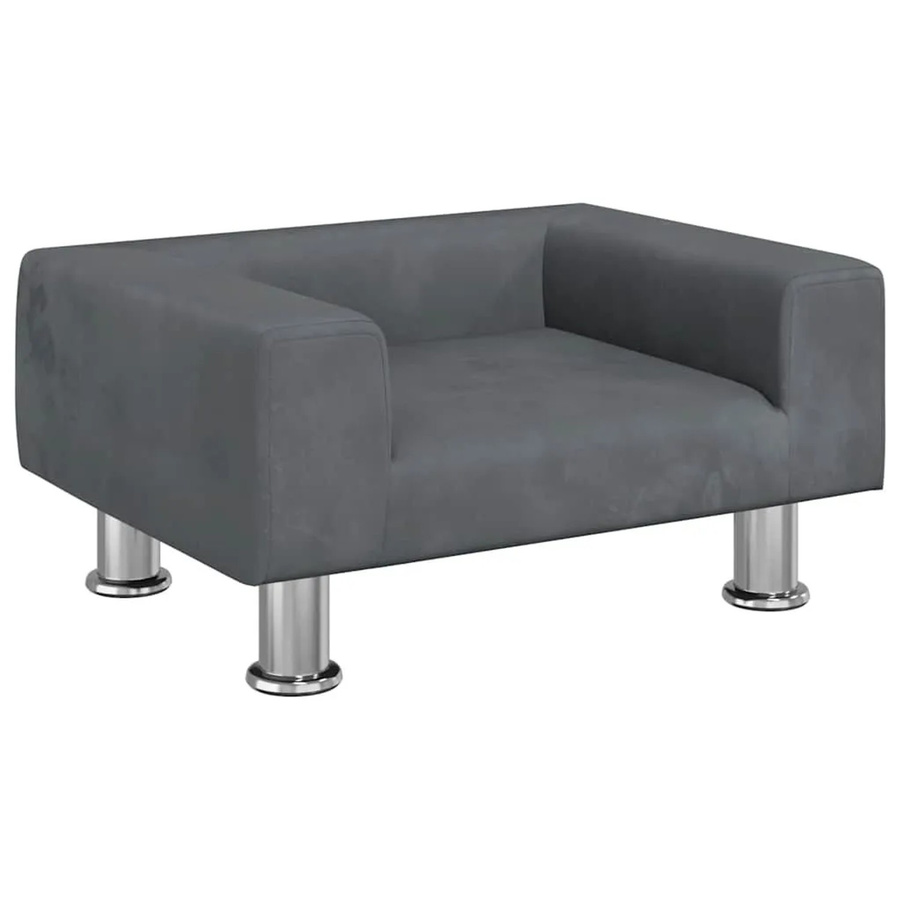 vidaXL Kindersofa aus Samt in Dunkelgrau B/T/H: 50 x 40 x 26,5 cm - Bild 2
