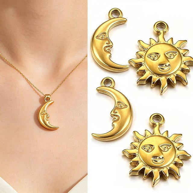 Serene Bliss Charms Sonne Mond, Edelstahl, Gold, Unisex - Bild 1