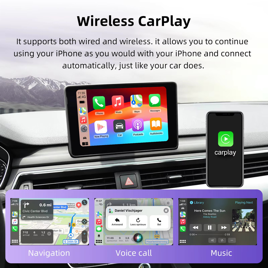 EzoneTronics OEM Bildschirm-Upgrade-Decoder-Box für Audi A4, A5, Q2L, Q5L, Q7 (2014-2022) mit CarPlay & Android für 7 Zoll oder 8,8 Zoll MIB-Bildschirme, Schwarz - Bild 3