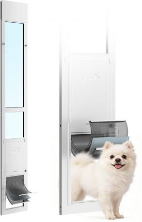 VEVOR Hundeklappe für Glasschiebetüren aus Aluminiumlegierung mit höhenverstellbarem Rahmen für mittelgroße Hunde, abschließbar - Bild 1