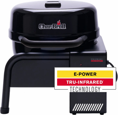 Char-Broil Elektrogrill PATIO BISTRO CUBE E black Campinggrill mit TRU Infrared Technologie und analogem Deckelthermometer aus Edelstahl