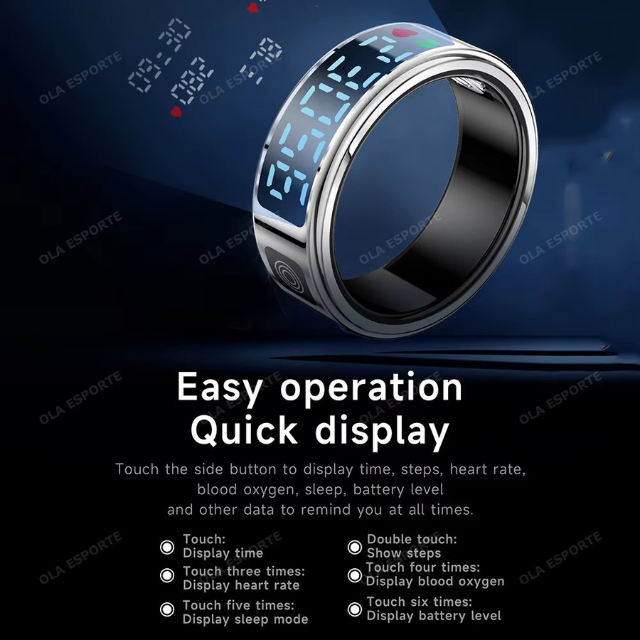 Ola Esporte Intelligenter Fitnessring in Gold mit Display und Touchscreen zur Herzfrequenzüberwachung und Sportüberwachung für Android und iOS - Bild 3