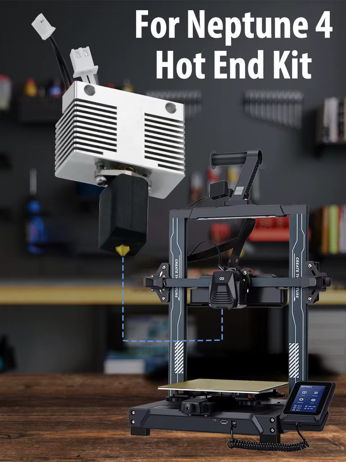 ELEGOO Neptune 4 Pro Hotend Kit mit verbesserter High Speed Messing Düse in Gold für 3D Drucker Ersatzteile - Bild 7