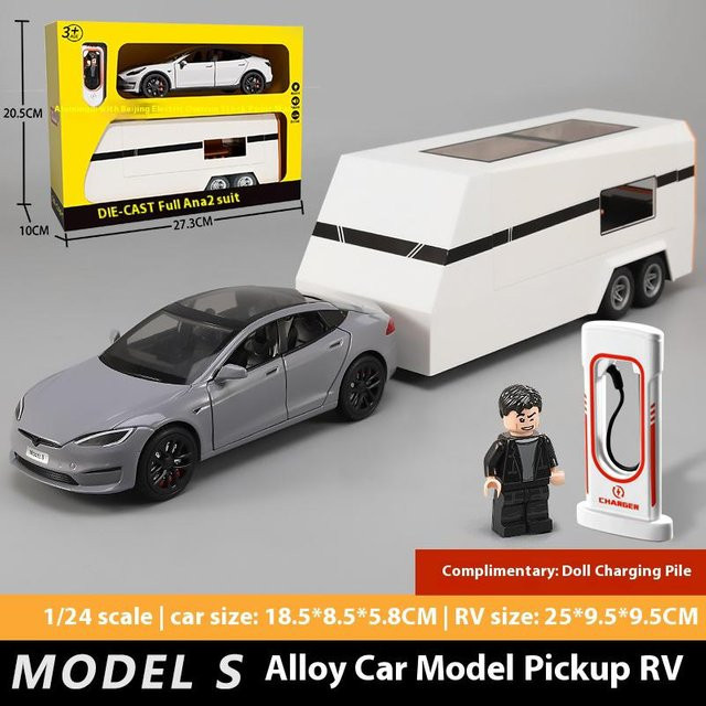 Linyi toy car Model Y Model X Model S Anhänger Wohnmobil, Spielzeugfahrzeug, Metall, 1:24, ab 14 Jahren - Bild 1