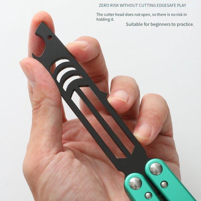 DUTRIEUX Multifunktionales Klappmesser aus Aluminiumlegierung als Schmetterlingsmesser Trainer und tragbarer Flaschenöffner - Bild 1