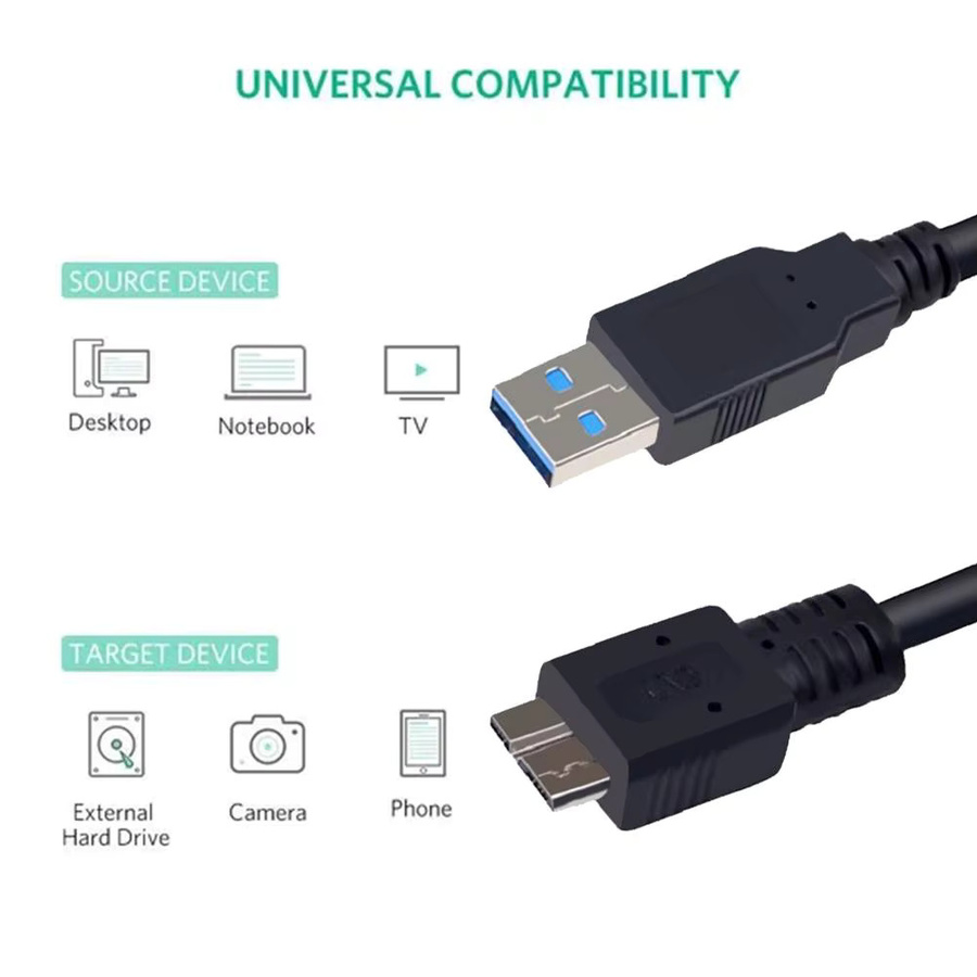 Western Digital USB 3.0 Micro B Datenkabel für externe Festplatten, Schwarz - Bild 2