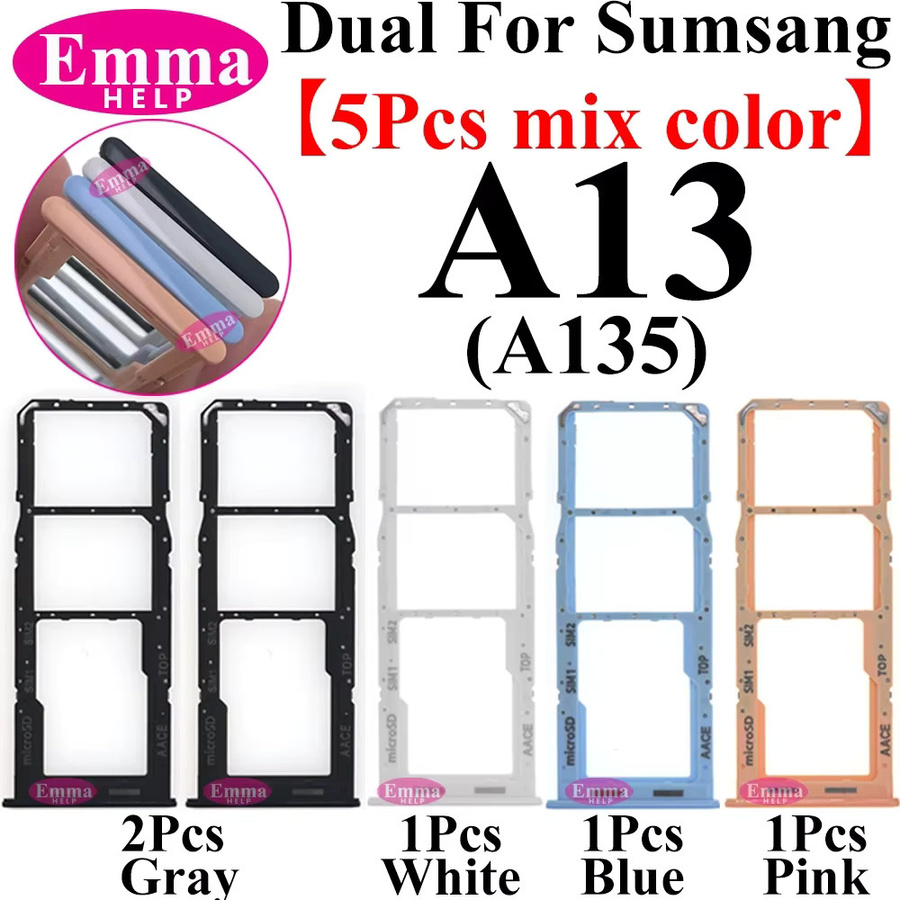5er Set SIM-Karten-Halter Schubladen Adapter für Samsung A14 A13 A34 A54 A10 A20 A50 A30 A33 A53 A73 in Multicolor - Bild 2