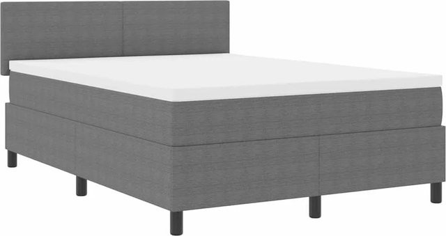 vidaXL Boxspringbett mit Cordstoff in Hellgrau und Weiß, B/T/H: 140 x 190 x 280 cm - Bild 1