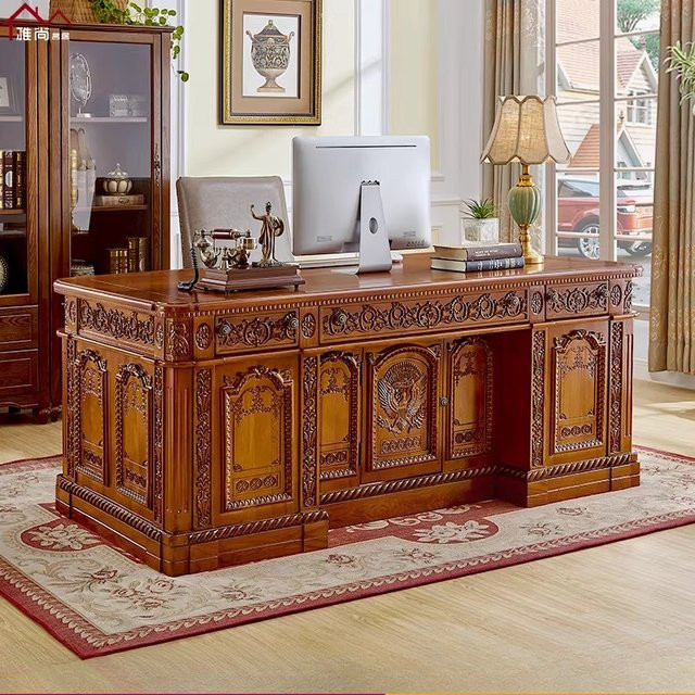 OMGD Schreibtisch aus Holz in Braun, Rechteckiger Computertisch und Bürotisch für das Home Office, Breite: 94,5 cm, Tiefe: 80,0 cm - Bild 1