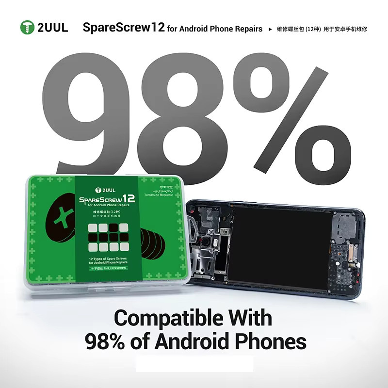 2UUL SC12 Ersatzschrauben Set für Android-Telefon-Reparaturen, rostbeständig und anti-stripping Handy-Reparatur-Werkzeug - Bild 2