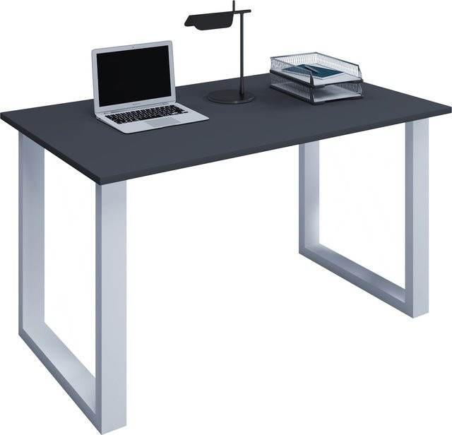 VCM Schreibtisch Lona U aus Holz mit Metallfüßen, B/T/H: 140 x 50 x 76 cm - Bild 1