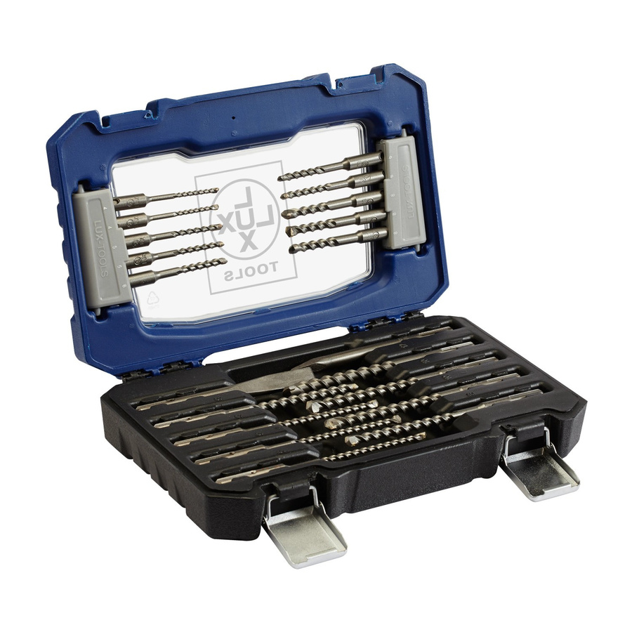 LUX-TOOLS 20-teiliges SDS-Plus Bohrer- und Meißel-Set aus Stahl in Blau mit Carbide-Spitzen - Bild 2