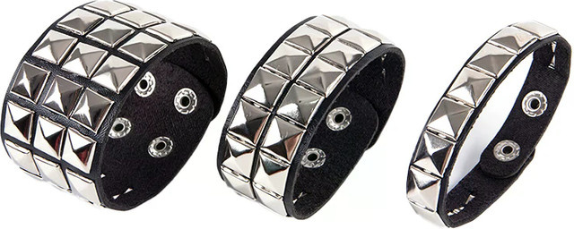 eelhoe Armband, Nieten, Manschette, Silber, Unisex, Punk-Gothic-Rock - Bild 1