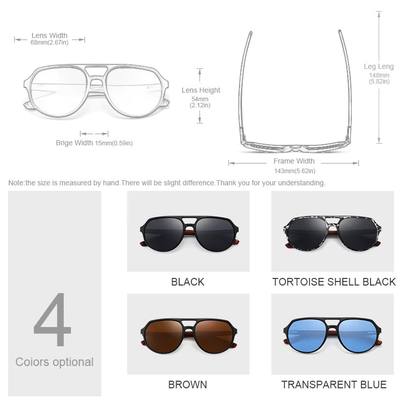 HU WOOD GR8049 Sonnenbrille Pilot, Holz, Vollrand, polarisiert, Herren - Bild 2