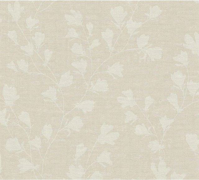 Profhome Tapete Blumen Textiloptik Matt in Beige Grau Taupe, B: 0,53 m, L: 10,05 m - Bild 1