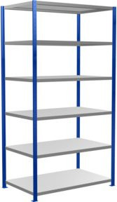 Schulte Grundregal Steckregal MULTIplus250 mit 6 Fachböden und Kreuzstrebe, Farbe Enzianblau/Verzinkt, B/T/H: 250 x 130 x 80 cm - Bild 1