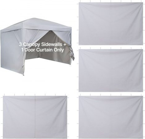 VEVOR 4er Set Seitenwände für 3 x 3 m Faltpavillon mit Reißverschlusstür, wasserfeste Seitenplanen mit PU-Beschichtung und Sonnenschutz, Weiß - Bild 1