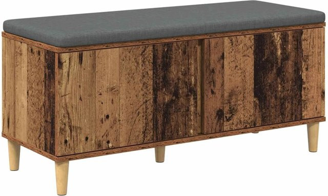 vidaXL Flurbank aus Altholz mit Kissen und Schuhregal in Braun, B/T/H: 100 x 38 x 46 cm - Bild 1