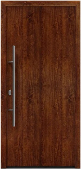 EcoStar Haustür Isopro IP 010 in Dark Oak, Farbe: Braun, B: 110 cm, H: 210 cm, DIN Links - Bild 1
