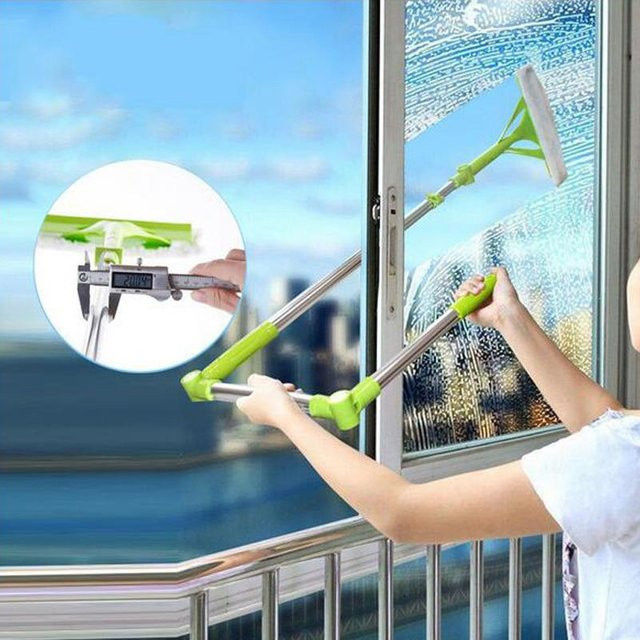 Teleskopischer Glasreinigungsmopp von Knife Home mit Schwammfensterwischer und Teleskopstiel in Weiß - Bild 1