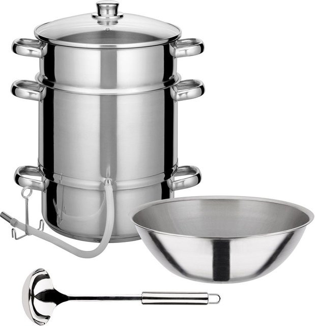 GSW Dampfentsafter aus Edelstahl in Silber mit 8 Litern Fassungsvermögen und Glasdeckel inklusive Zubehör - Bild 1