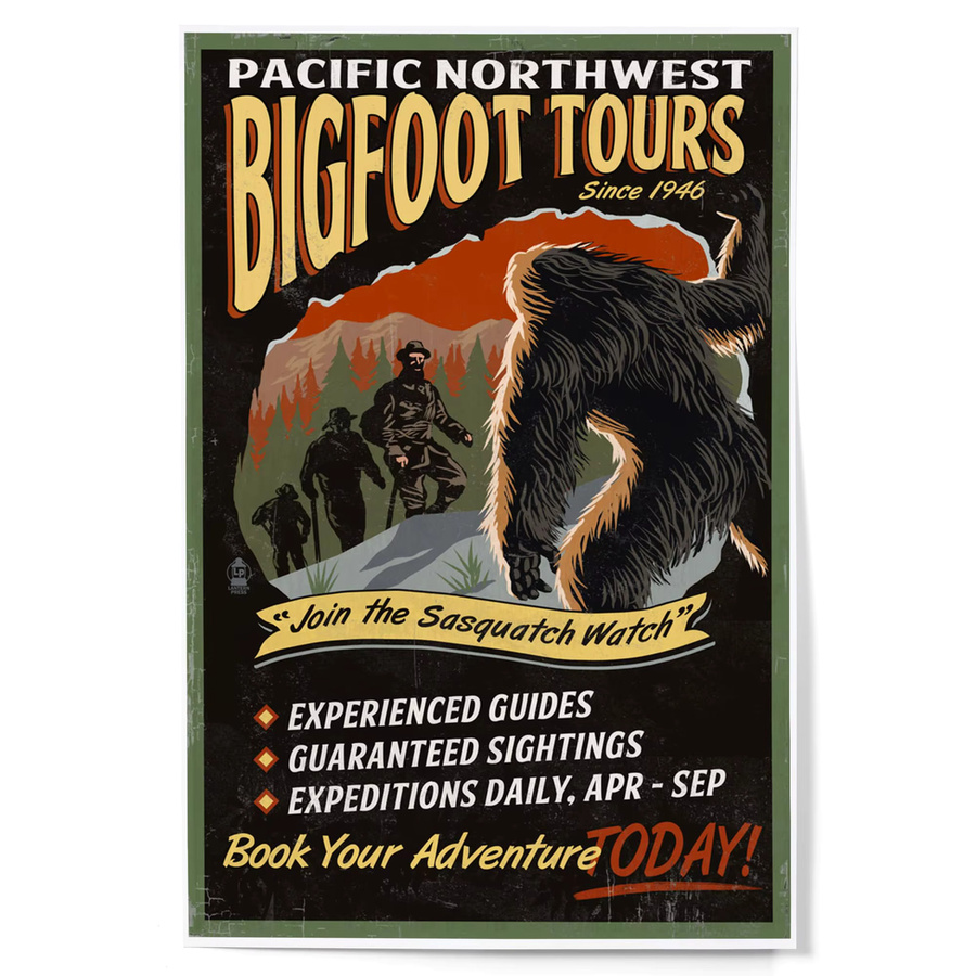 Lantern Press Kunstdruck Wanddekoration Bigfoot Tours Nordwest Vintage Poster Multicolor B: 20,0 cm, H: 20,0 cm - Bild 2