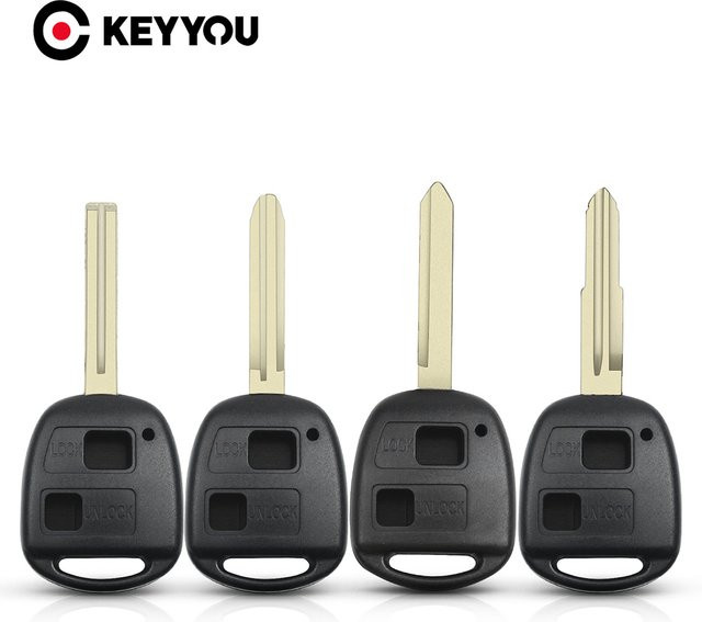 KEYYOU Ersatzgehäuse für Toyota Camry Rav4 Corolla Prado Yaris Tarago Cruiser Land Cruiser mit 2 Tasten in Schwarz - Bild 1