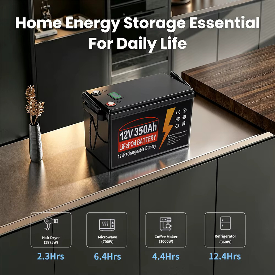 Likctt 12V 350Ah LiFePO4 Lithium-Batterie mit 100A BMS in Schwarz - Bild 3