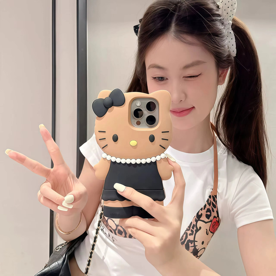Sanrio Hello Kitty Handyhülle aus Silikon im INS-Style für iPhone 17 16 15 14 13 12 Pro Max und 17 Pro - Bild 3