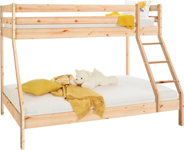 Zandiara Etagenbett Denis aus Massivholz in Naturfarben Braun für Kinderzimmer B/T/H: 90 x 200 x 205 cm oder 140 x 200 cm - Bild 1