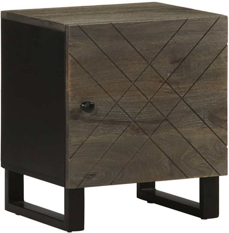 Nachttisch aus Massivholz Mango in Schwarz im Industrial Design von Vidaxl, B/T/H: 40 x 33 x 46 cm - Bild 1