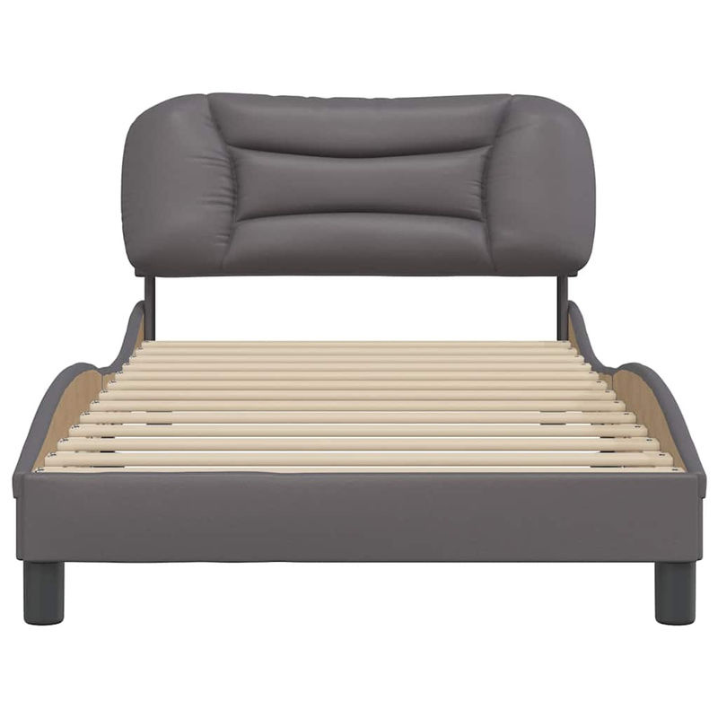 Vidaxl Polsterbett mit Kopfteil aus Kunstleder, Grau, B/T: 100 x 200 cm - Bild 4