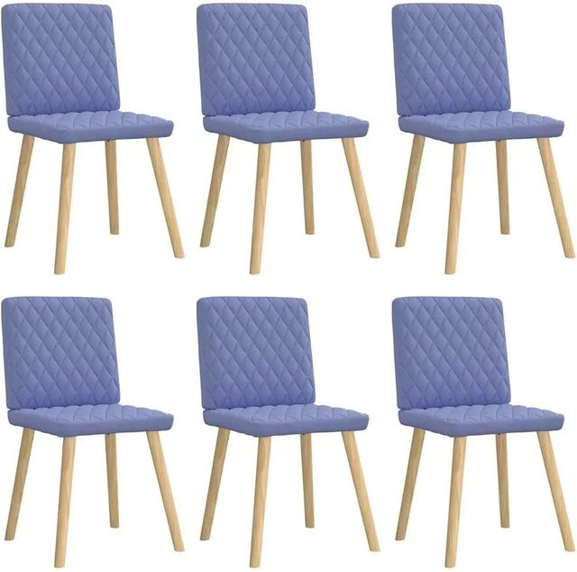 vidaXL Esszimmerstühle 6er Set aus Stoff in Jeansblau mit Gummholzbeinen - Bild 1