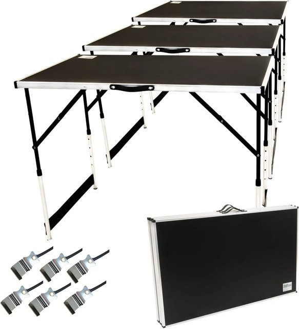 TrutzHolm Multifunktionstisch 3er Set in Schwarz und Silber, höhenverstellbare Gartentische aus Aluminium, Stahl und MDF, rechteckig - Bild 1