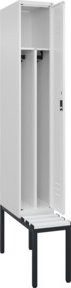 C+P Spind Classic PLUS Garderobenspind mit Sitzbank, 1 Abteil, Farbe: Reinweiß, B/T/H: 212,0 x 30,0 x 81,5 cm, mit Zylinderschloss und 4 Garderobenhaken - Bild 1