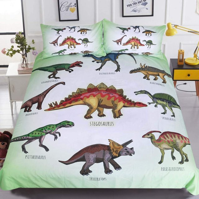 Binchi Outdoor Product Dinosaurier Bettwäsche Set für Kinder mit Cartoon Dino Muster, Mehrfarbig, B/H: 135 x 200 cm - Bild 1