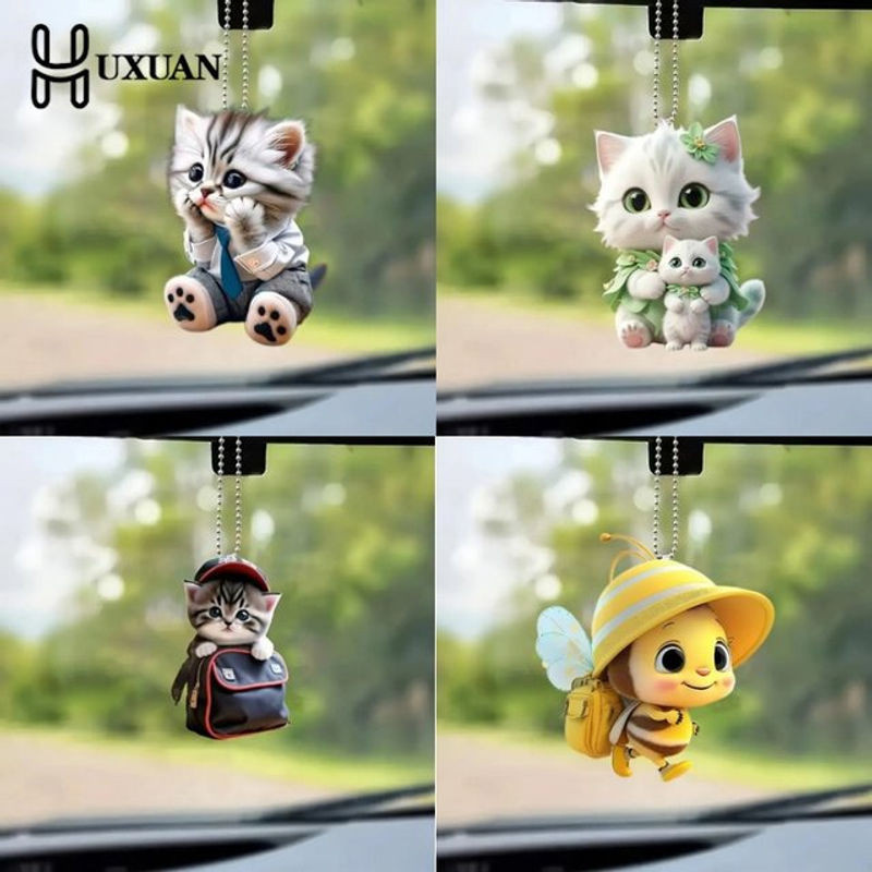 Handgefertigtes Acryl-Anhänger Ornament für den Rückspiegel als Auto-Innendekoration mit Tier-Motiven in Mehrfarbig - Bild 1