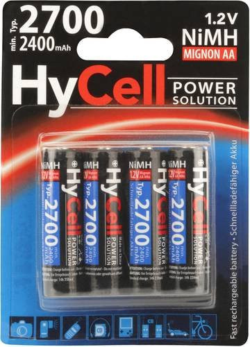 HyCell HR06 2700 Mignon AA Akku NiMH 2400 mAh 1.2 V, 4 Stück, Multicolor - Bild 1
