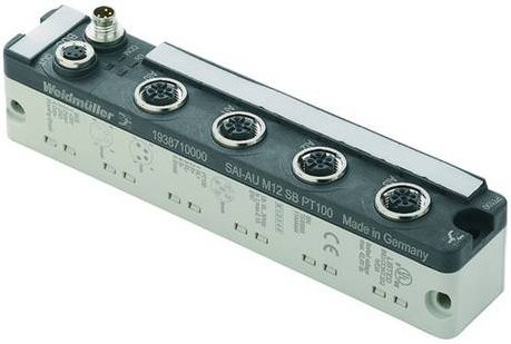 Weidmüller SAI-AU M12 SB 4PT100 1938710000 Sensor/Aktorbox aktiv, M12-Verteiler mit Metallgewinde, Grau - Bild 1